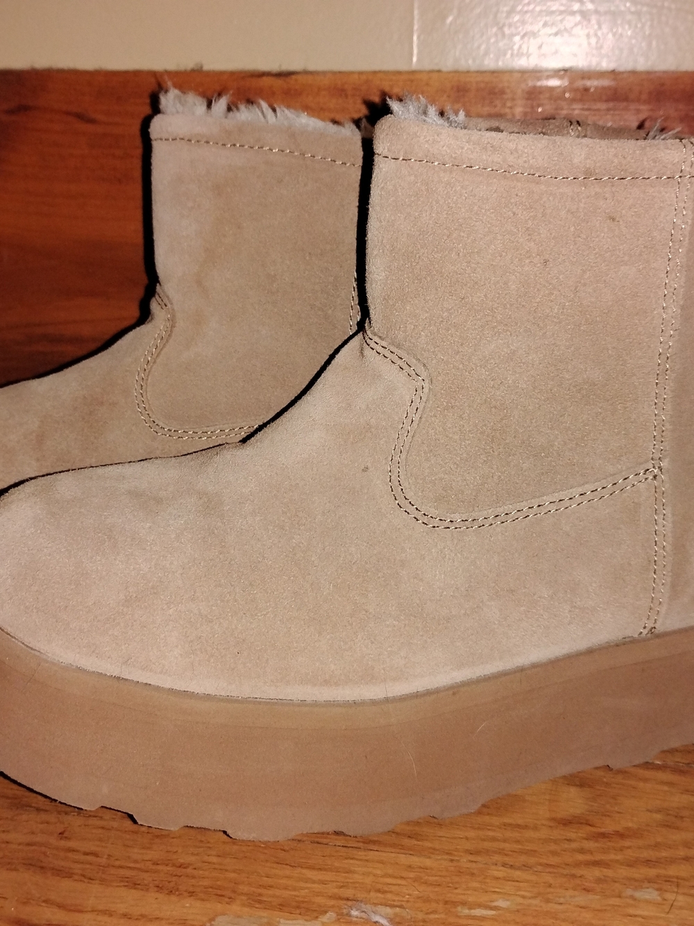 Time and Tru Tan Suede Platform Ankle Boots